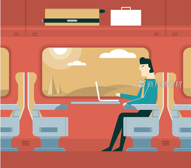 Traveling on a train - Businessman